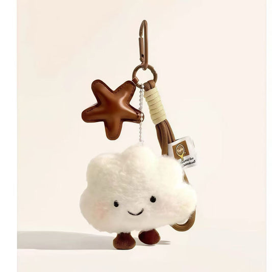 White Fluffy Cloud Keychain Pendant
