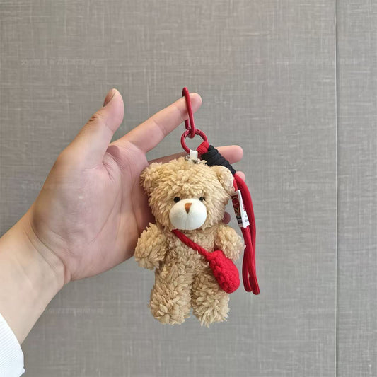 Cute Messenger Bag Bear White/Brown Keychain