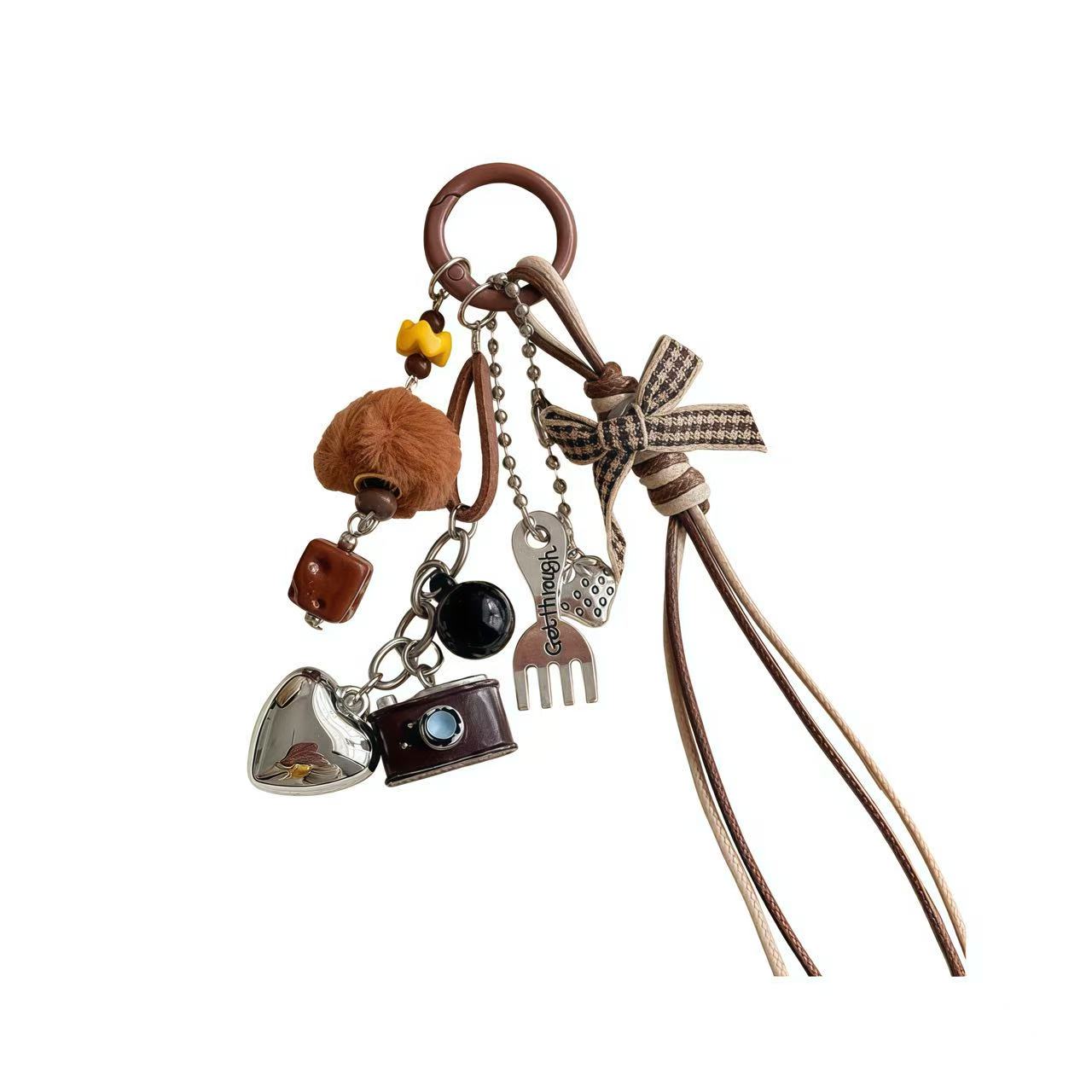 Vintage Brown Camera Bag Charm Keychain