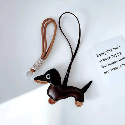 Leather Dachshund & Chocolate Keychain