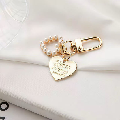 Golden Heart & Shell Pearl Keychain Set