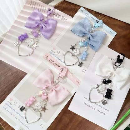 Pastel Bow & Heart Keychain Set