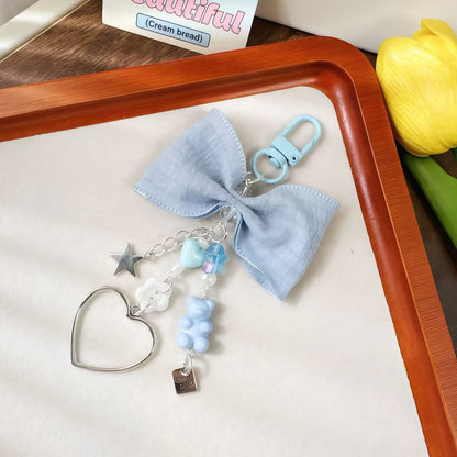 Pastel Bow & Heart Keychain Set