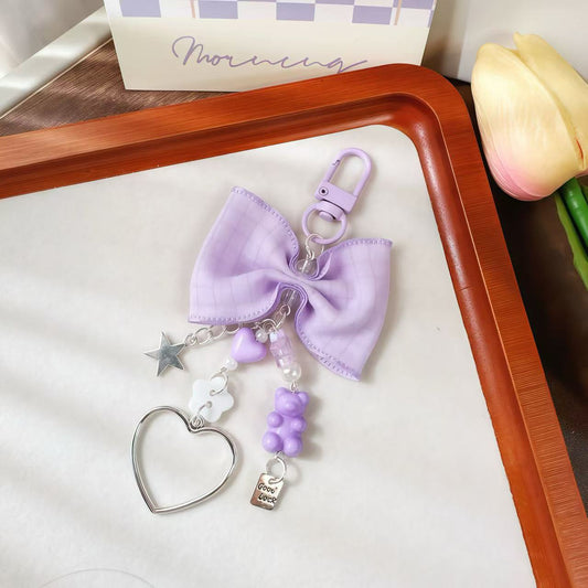 Pastel Bow & Heart Keychain Set