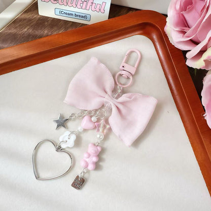 Pastel Bow & Heart Keychain Set