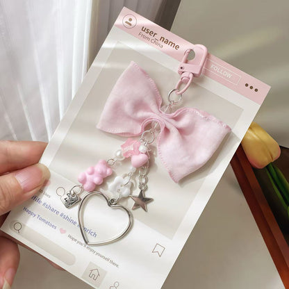 Pastel Bow & Heart Keychain Set
