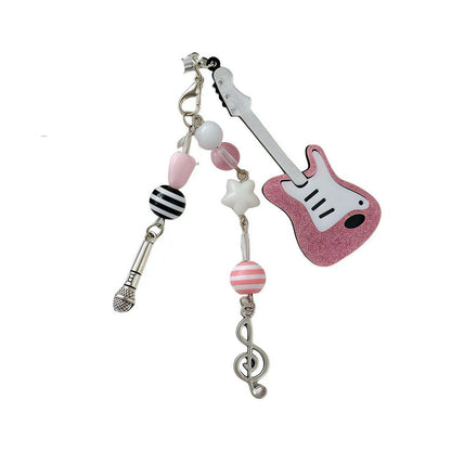 Rockstar Pink Guitar & Microphone Keychain