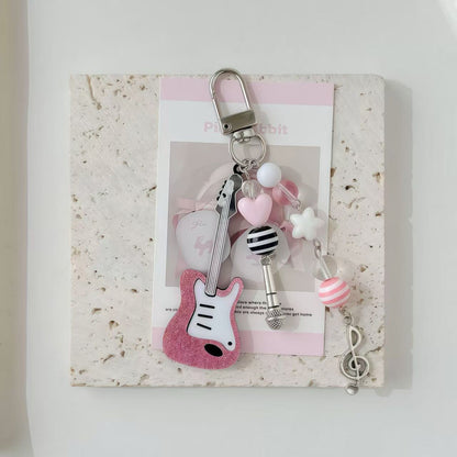 Rockstar Pink Guitar & Microphone Keychain