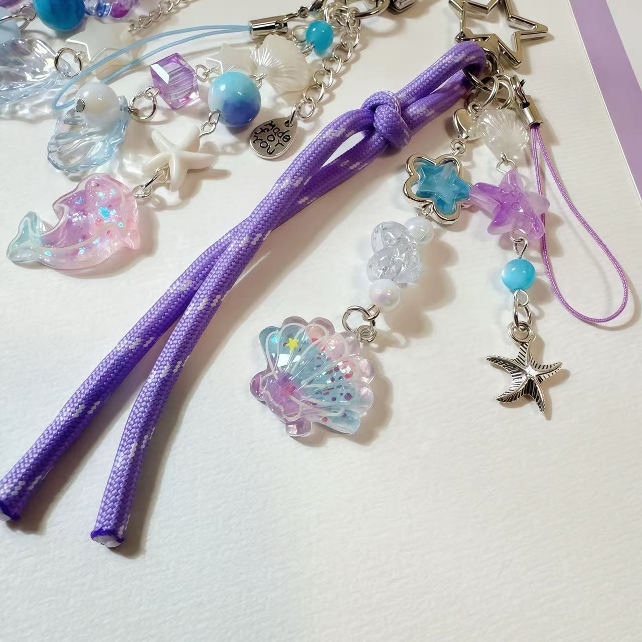 Marine Life Purple Seashell Cute Keychain